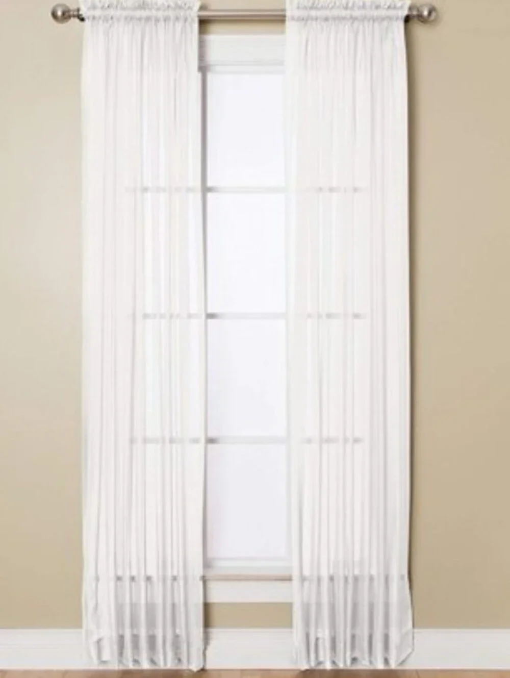 Corona Sheer White Window Curtain Panel - Elegant Light-Filtering Drapery NWT